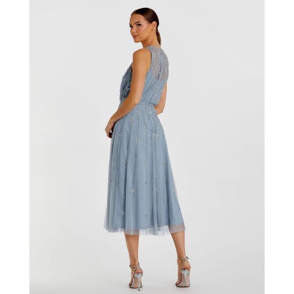 NWT MAC DUGGAL High Neck Sleeveless Embellished A Line Dress Size 8 $498 - Picture 3 of 11